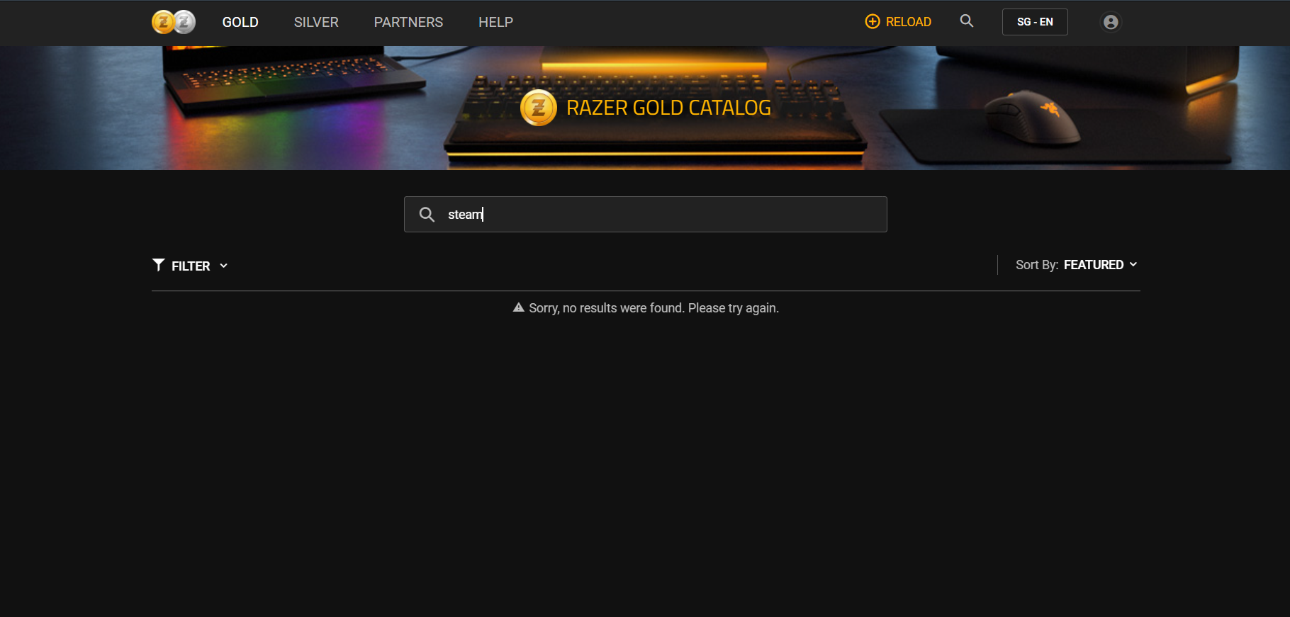 Unable to purchase steam wallet code using razor gold