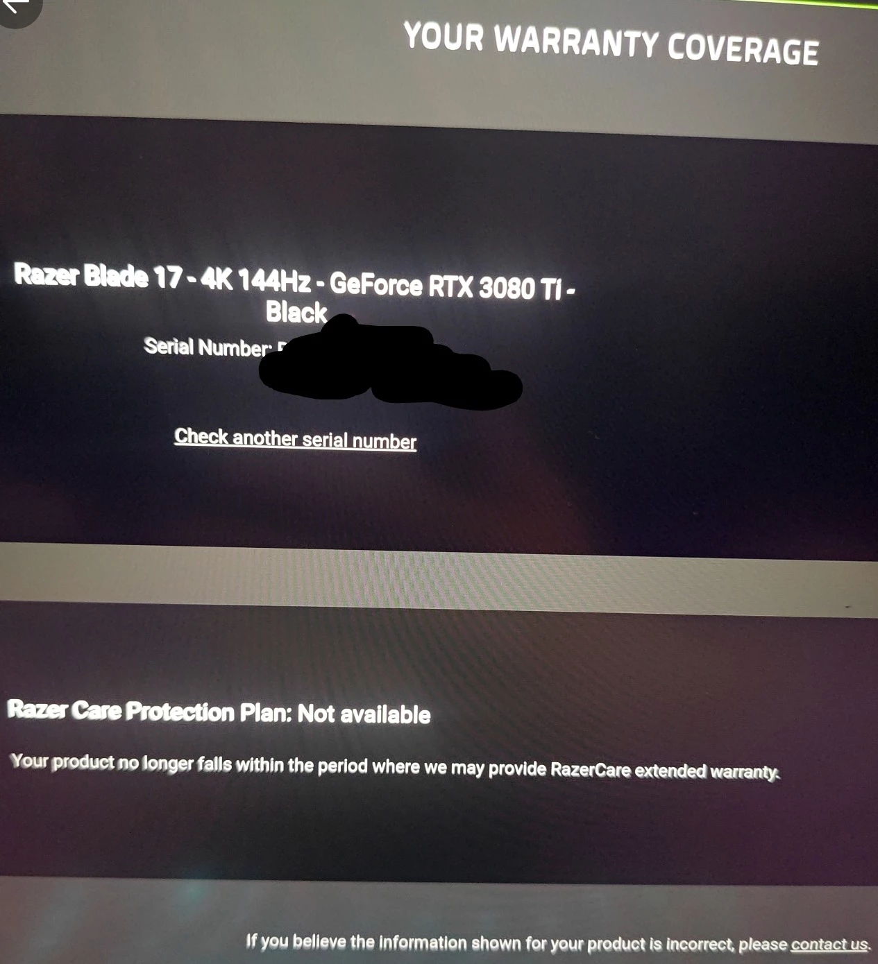 Purchased new razer blade and can't add warranty. Razer Insider