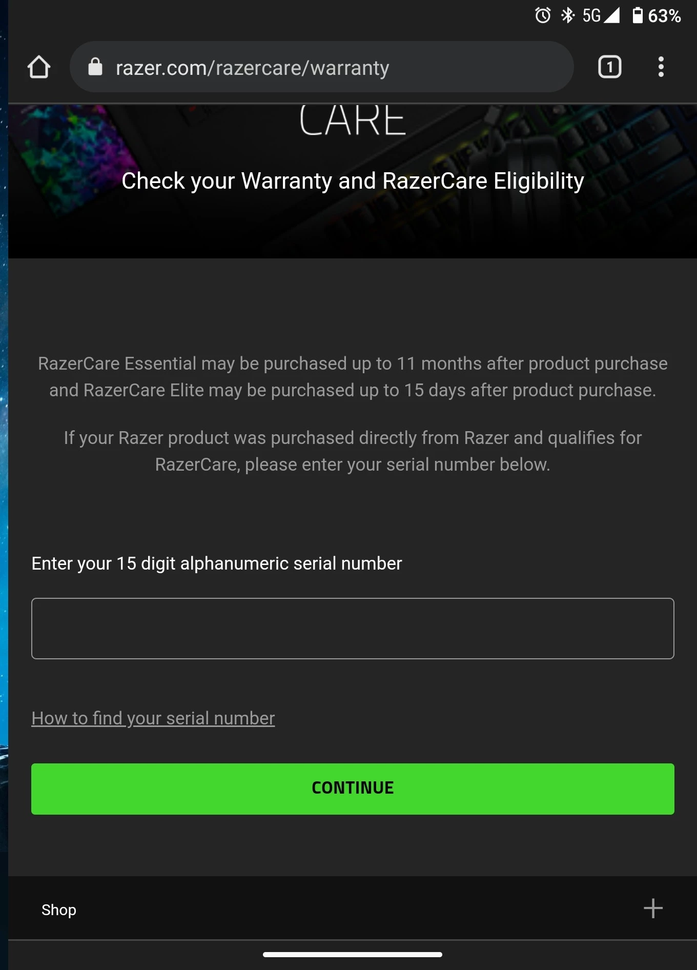 Purchased new razer blade and can't add warranty. Razer Insider