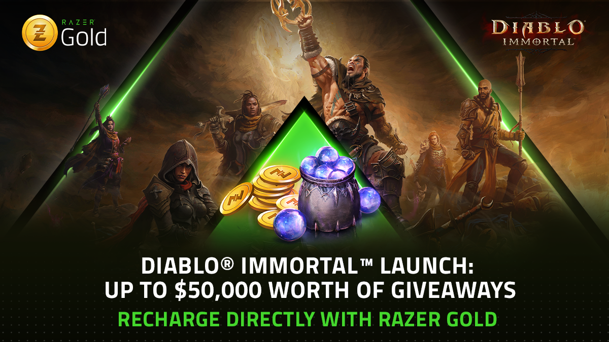 GAMESCORE - DIABLO IMMORTAL LAUNCH PROMO! Use the following link and codes  to enjoy discount when you recharge Diablo Immortal via Razer Gold Wallet!   Reload your Razer Gold wallet  with GrabPay