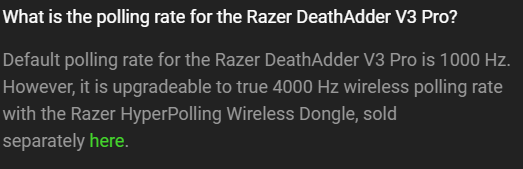 Razer deathadder v3 pro - max 1000Hz instead of 4000Hz | Razer Insider