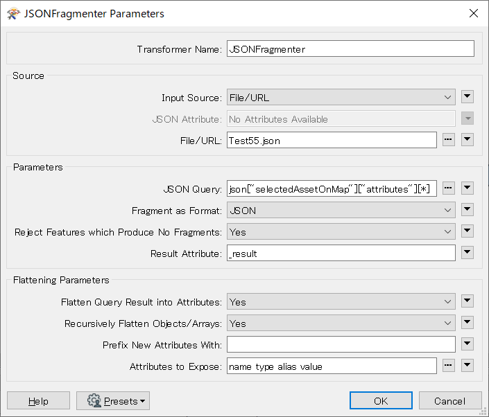 jsonfragmenter-parameters