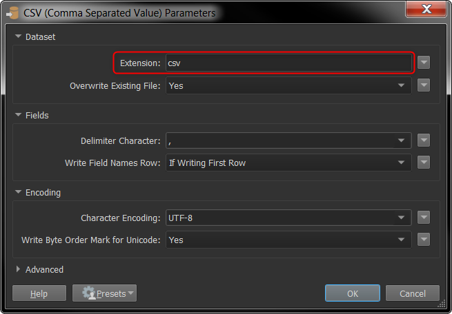 CSVParameters