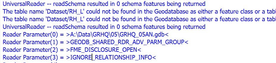 error reader schema to gdb