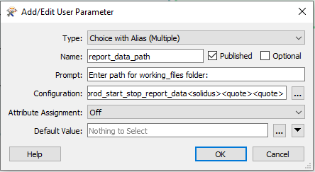 published parameter settings