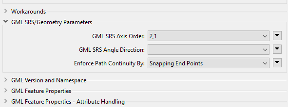 Screenshot of how to tweak the axis order in the "parameters" menu of the Feature Reader transformer