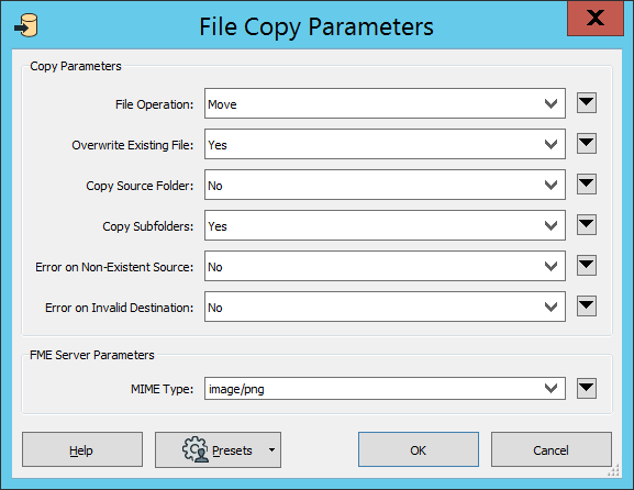 File Copy Parameters