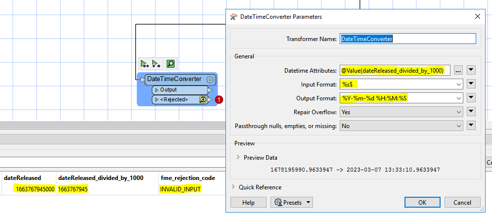 milliseconts with datetimeconverter