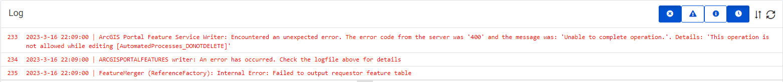 Screenshot of error message following failed server run
