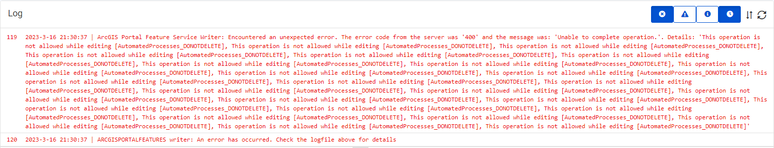 Screenshot of error messages following failed server run