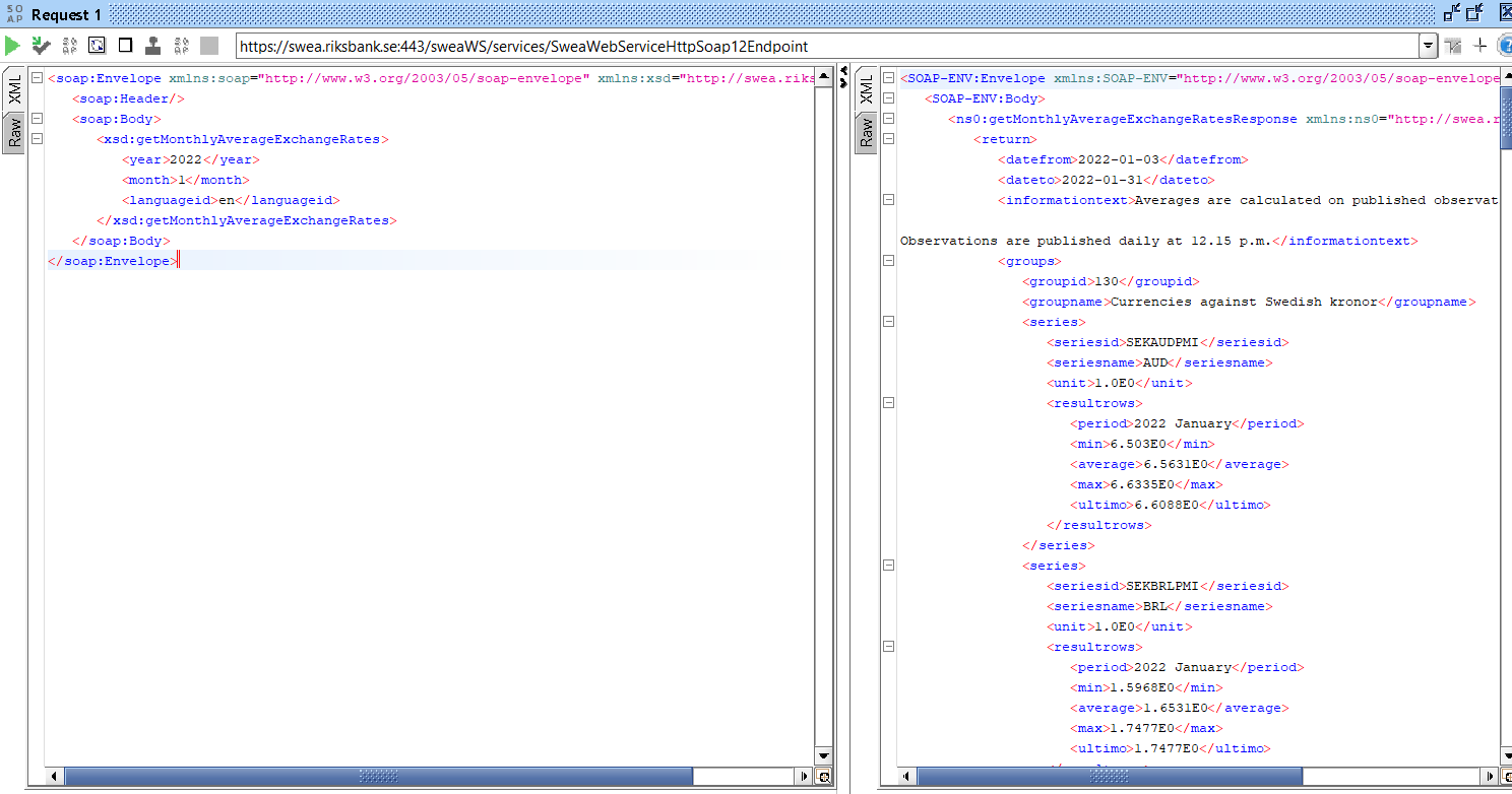 Request and return in SoapUI
