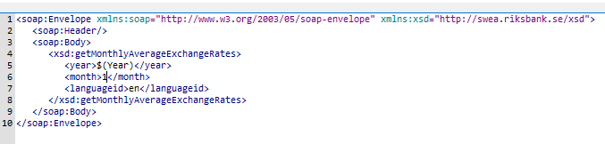 XML request in the XML templater requesting the monthly average rate in January