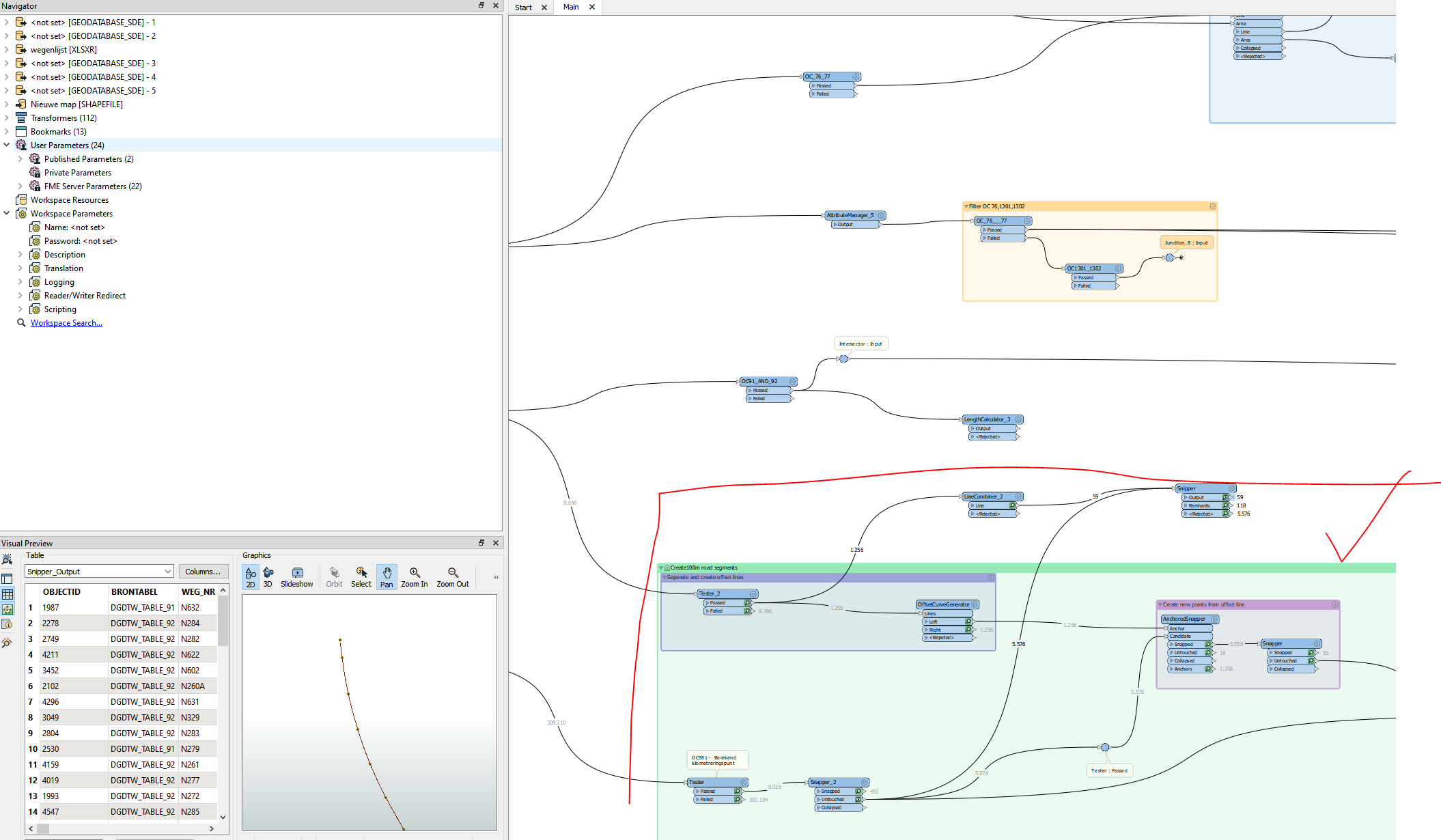 Correct output with original line data