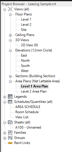 REVITE Project Browser