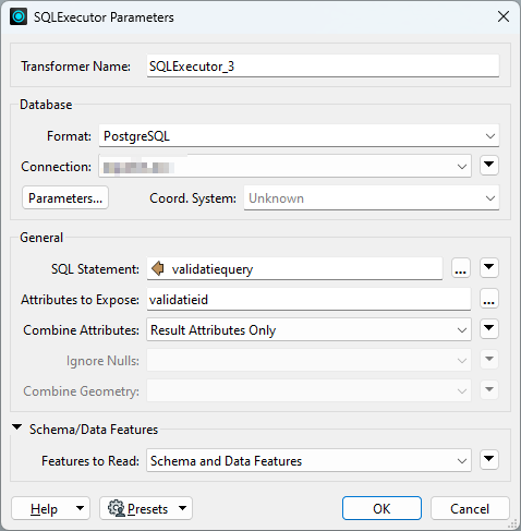 SQLExecutor Parameters