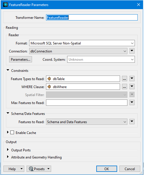 Dynamic feature reader test