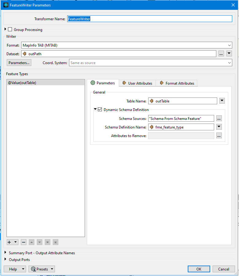 dynamic schema test feature writer