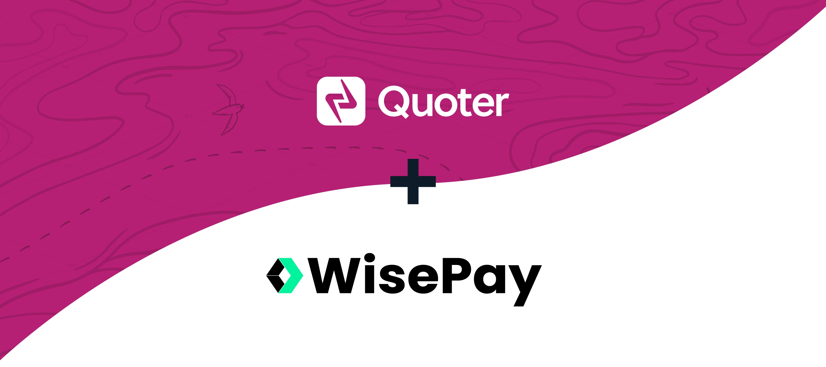 White Quoter logo on a fucshia background