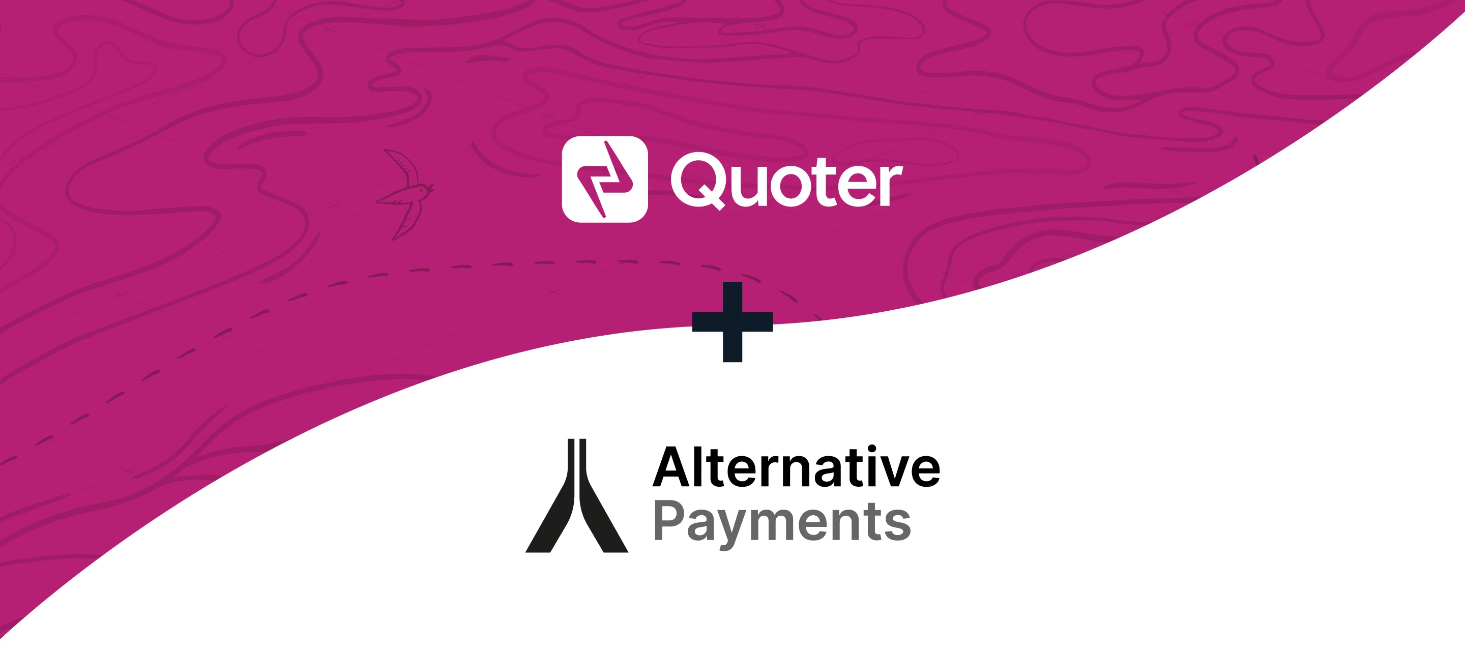 White Quoter logo on a fuchsia background