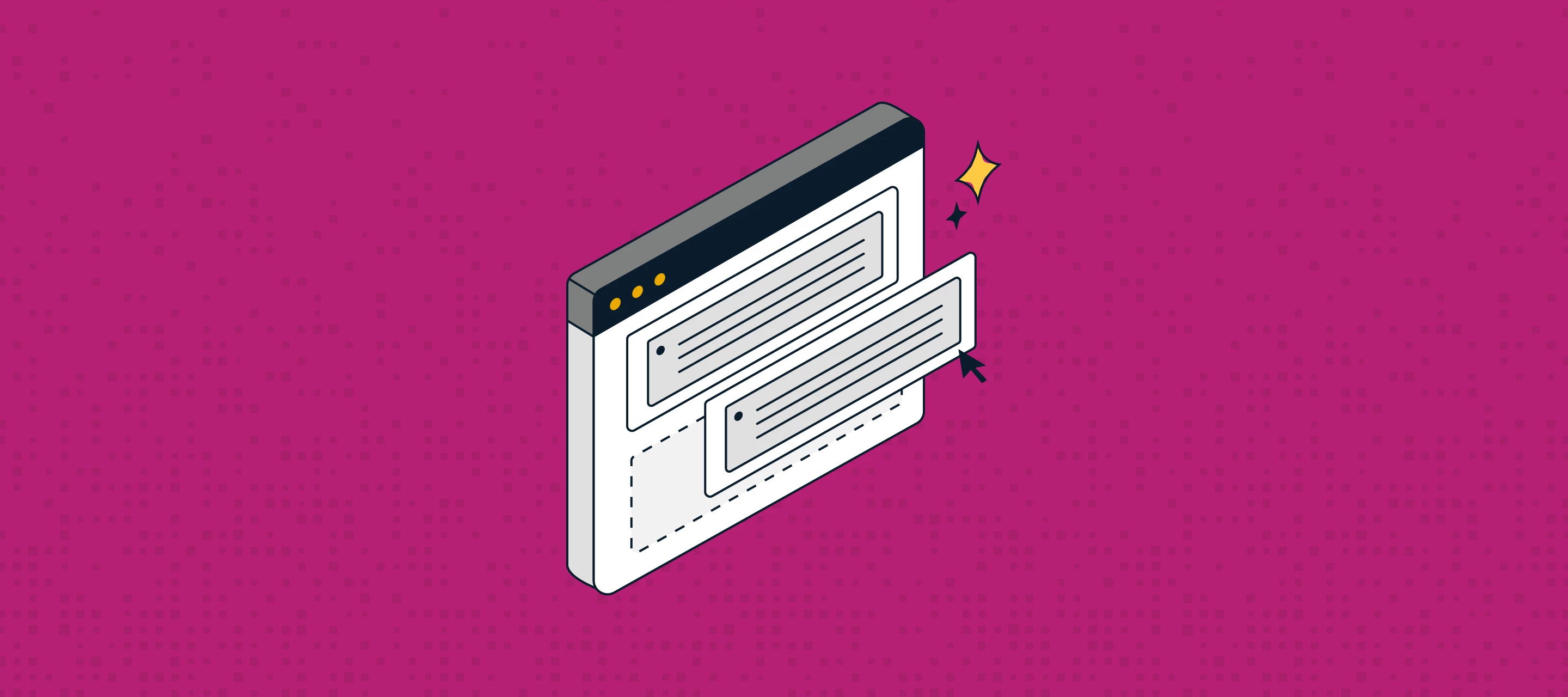 Graphic dragging a section on fuchsia bkgnd 