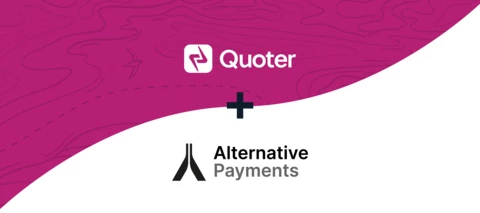 White Quoter logo on a fuchsia background 