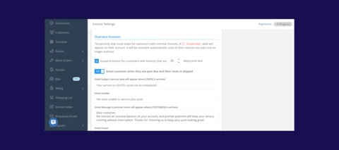 Automatic service pauses for customers with overdue invoices🚫