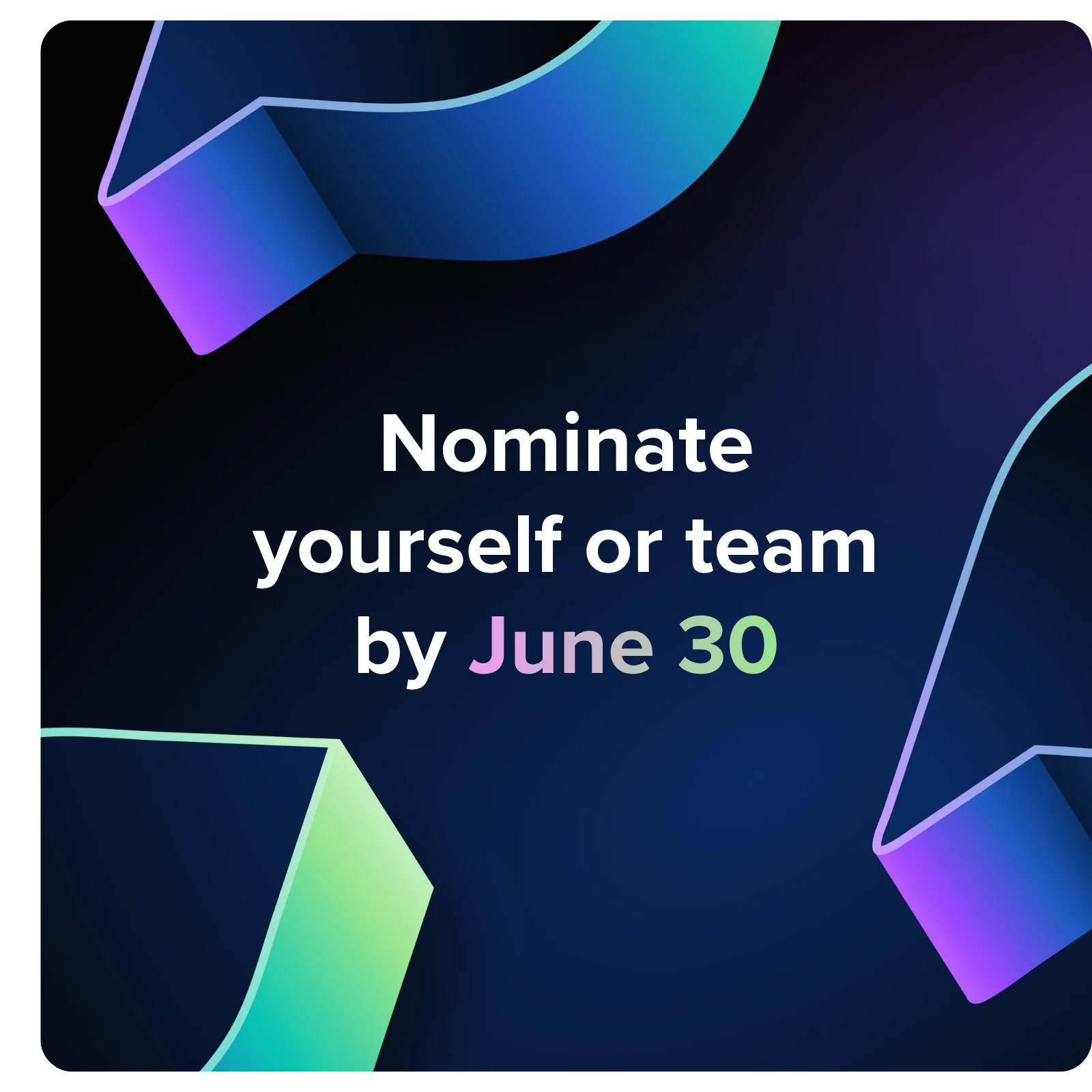 Text that says "nominate yourself or team by June 30" with purple, blue, and green Sprout icons in really random spots next to the text.