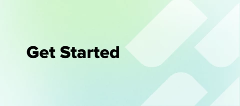 Promotional banner that says Get Started on top of a blue green gradient background