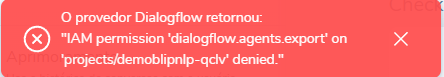 Erro dialogflow