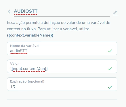 [API] Speech to Text - Como armazenar link do audio recebido, em variável