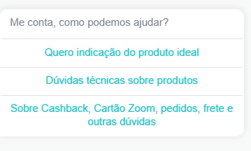 Inconsistência nos menus Whatsapp
