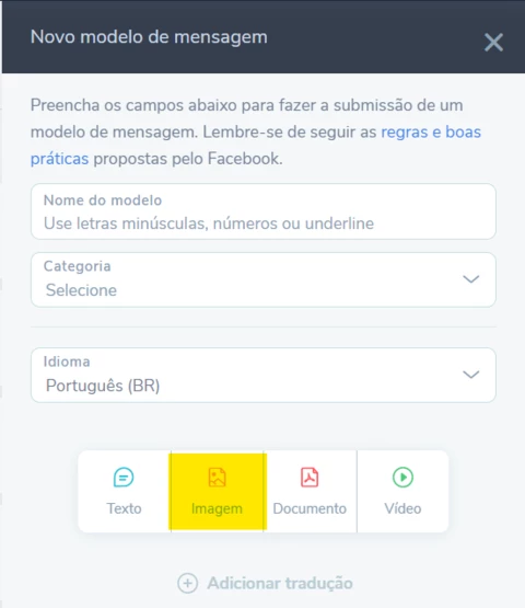 Modelos de mensagem (de imagem) não estão sendo recebidos pelos destinatários :/ Modelos de mensagem (de imagem) não estão sendo recebidos pelos destinatários :/