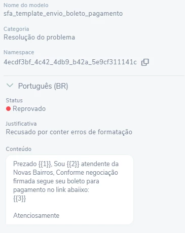 Mensagem reprovada pelo Facebook Mensagem reprovada pelo Facebook