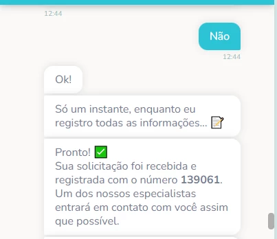 Mostrar o número do ticket para o usuário