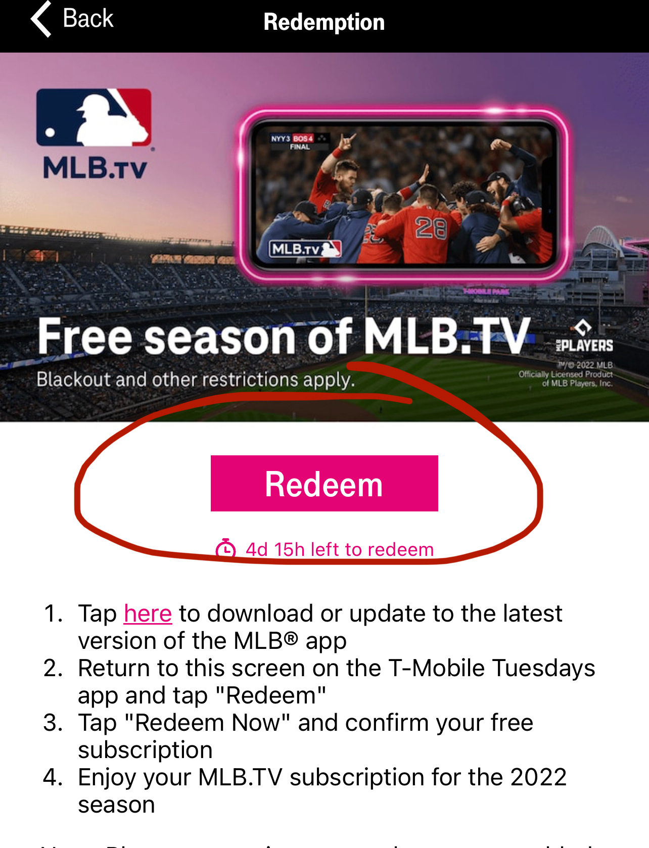 TAPPP - MLB.TV Prepaid Card Redemption