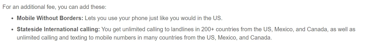 North America Stateside International Talk With Mobile