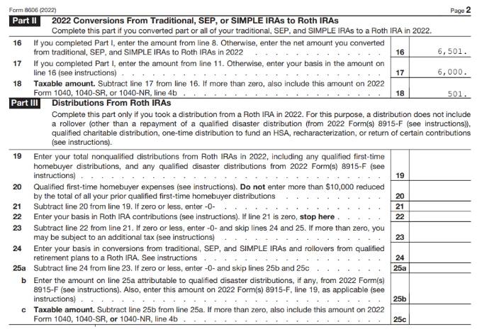 Sample 8606 Backdoor Roth Help with form 8606 for backdoor ROTHs | Community