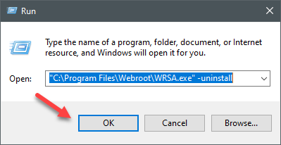 webroot uninstall command