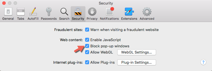 how to turn off pop up blocker mac