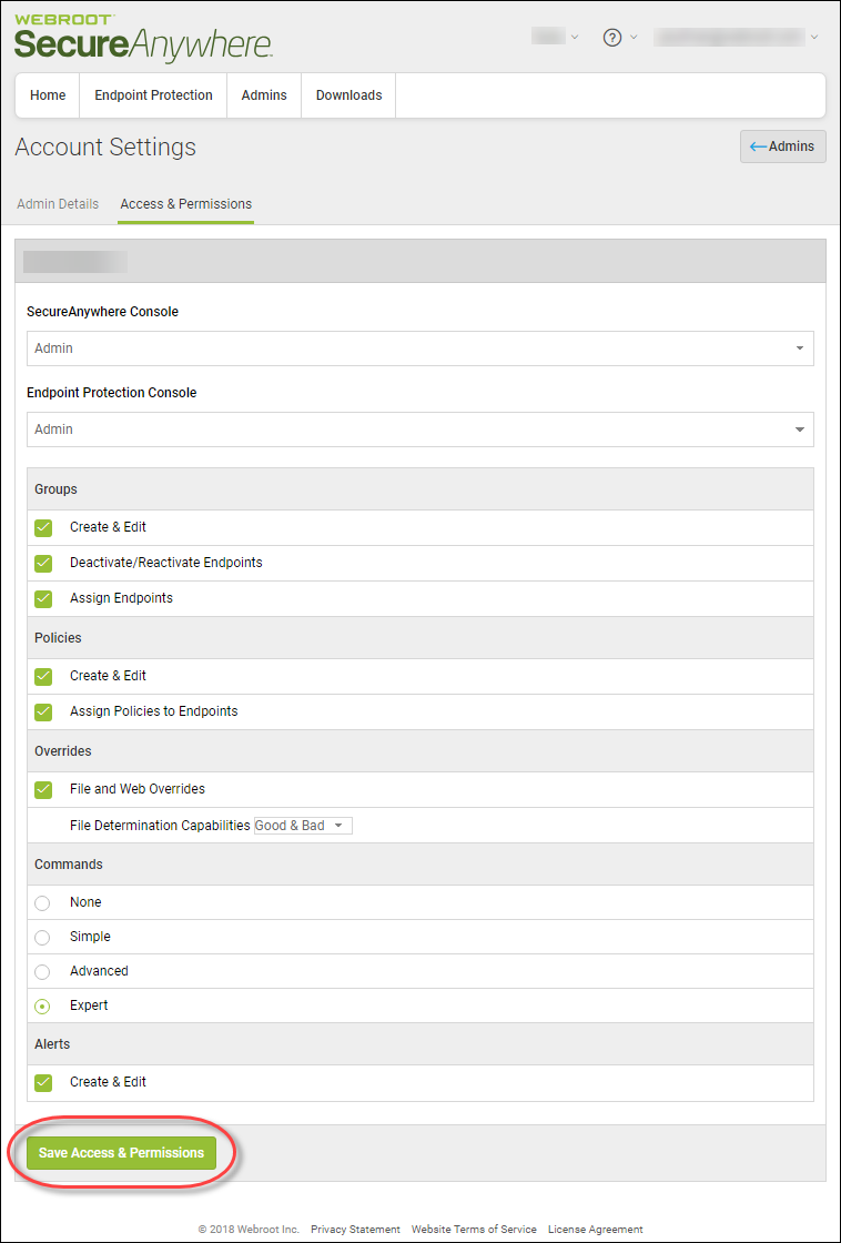 webroot console