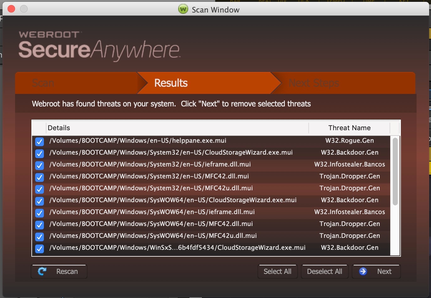 Webroot missed Trojan:O97M/Sonbokli.A!cl - which then infected
