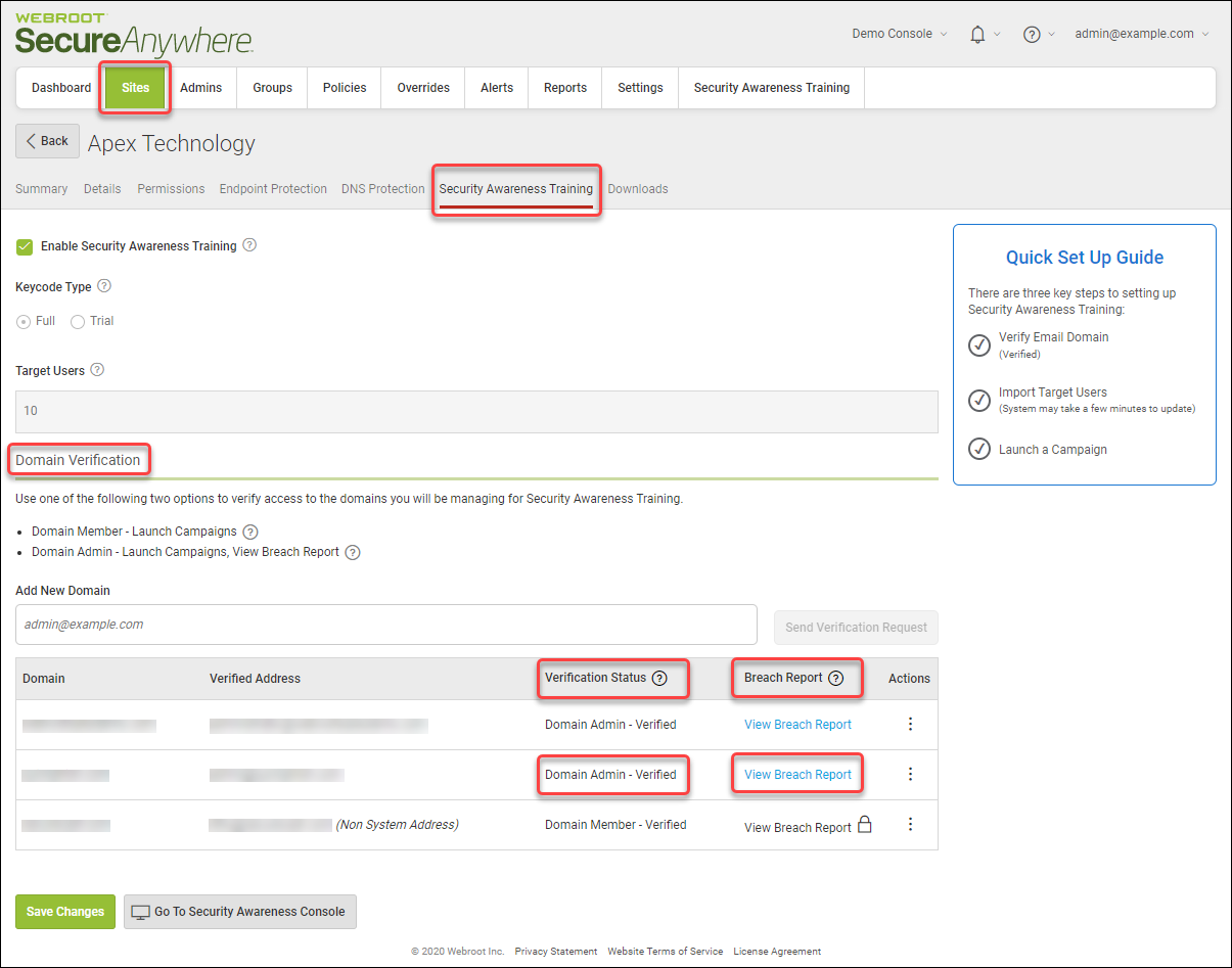 webroot console