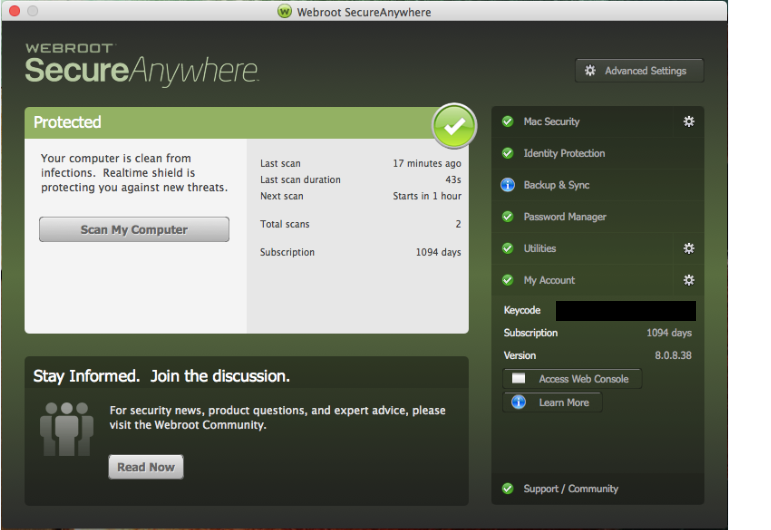 webroot create new my account