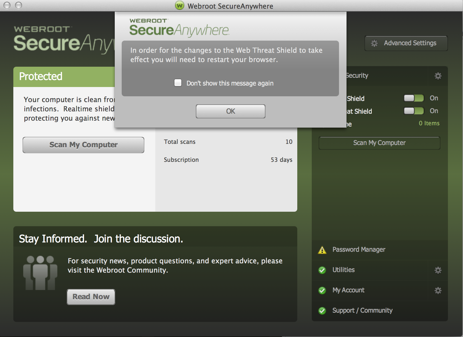 webroot secureanywhere removal tool