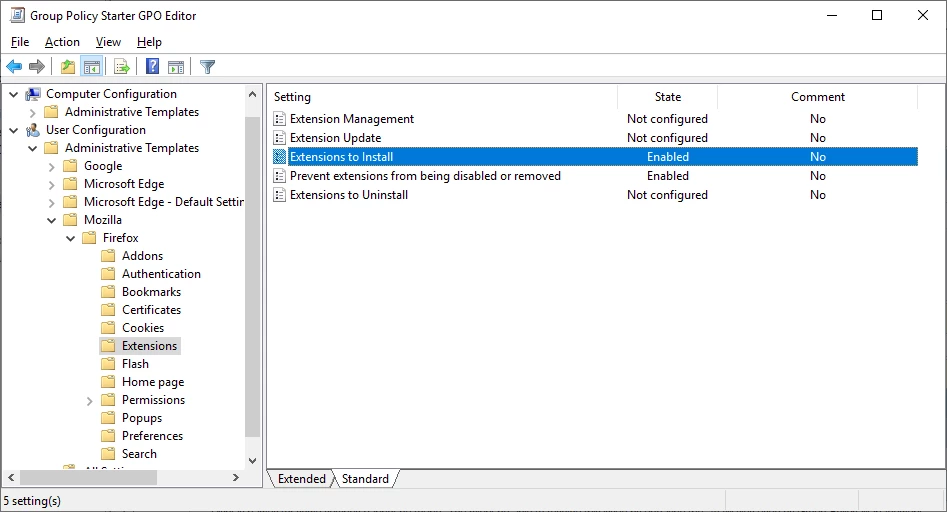 Using GPO to install the  Threat Shield to FireFox version 74 and