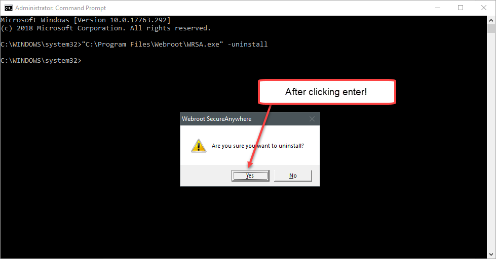 webroot wont uninstall