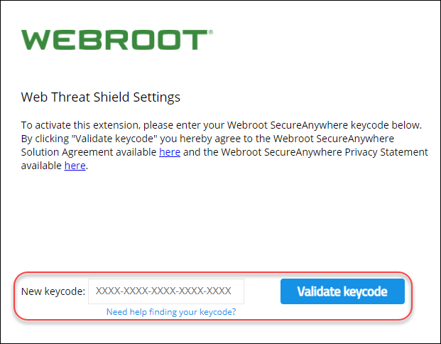 check webroot keycode