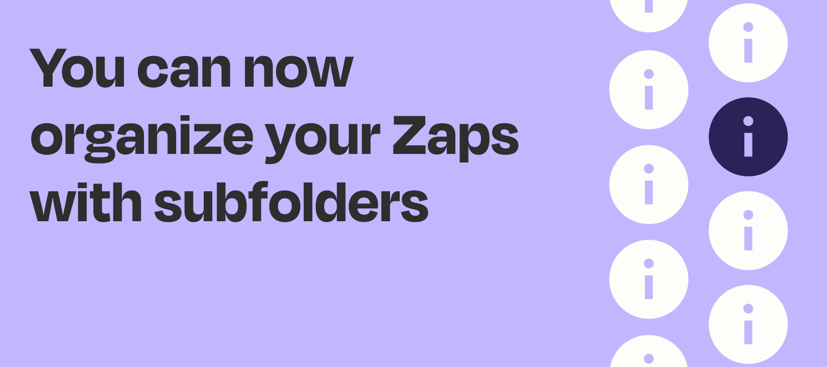 You can now create subfolders to better organize your Zaps!