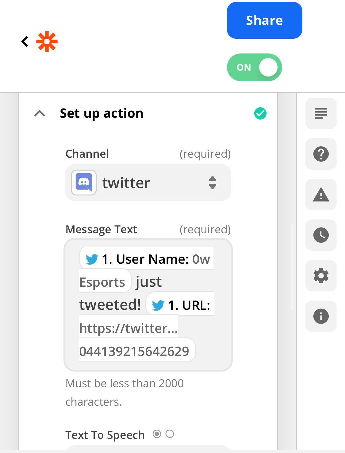 Twitter to Discord Zap - how to show original tweet when I retweet