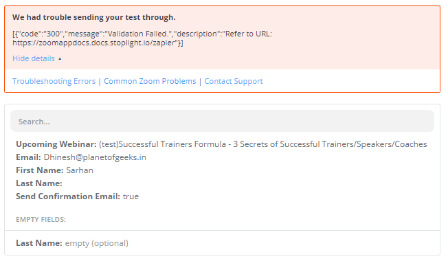 Zoom Error Code 300 Zapier Community